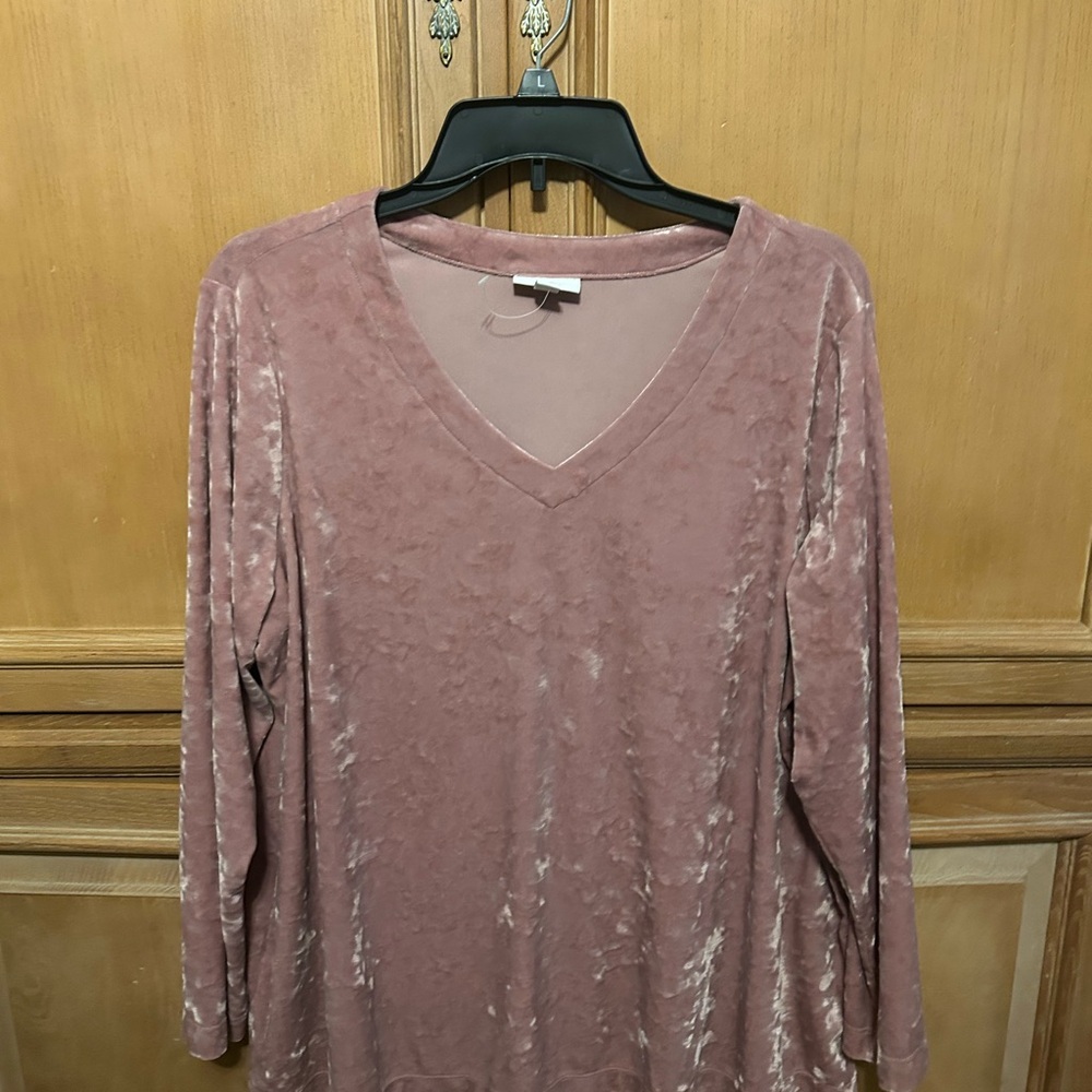 J. Jill Dusty Rose Velvet Long Sleeve Top